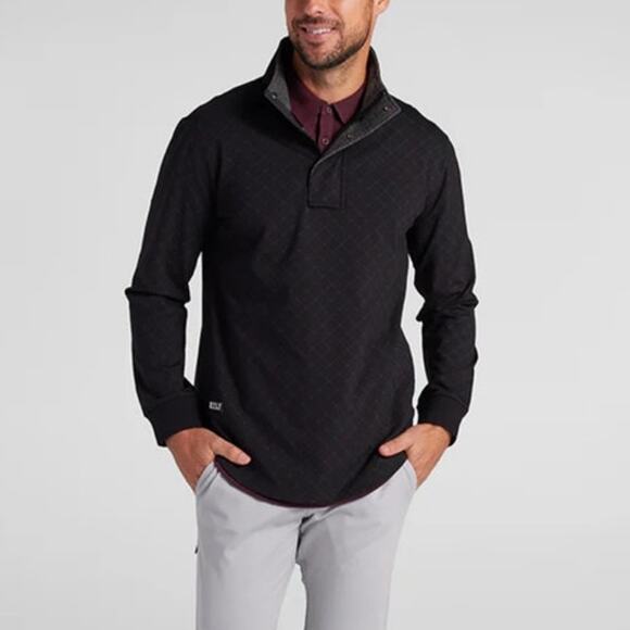 BYLT Elite+ Fairway Pullover Jacket Black Diamond Print Size XL Golf Travel - Picture 1 of 12